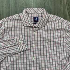 Johnnie O Prep Formance Pink Plaid Shirt Button Up Long Sleeve Mens Size XL